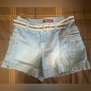 Lee Light Blue Jean Shorts with Striped Belt